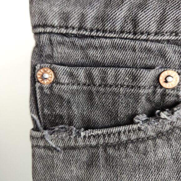 Free People Skirt Denim Mini Haven Frayed Hem Zip-Up Distressed Y2K NWT - 28" - Picture 8 of 11